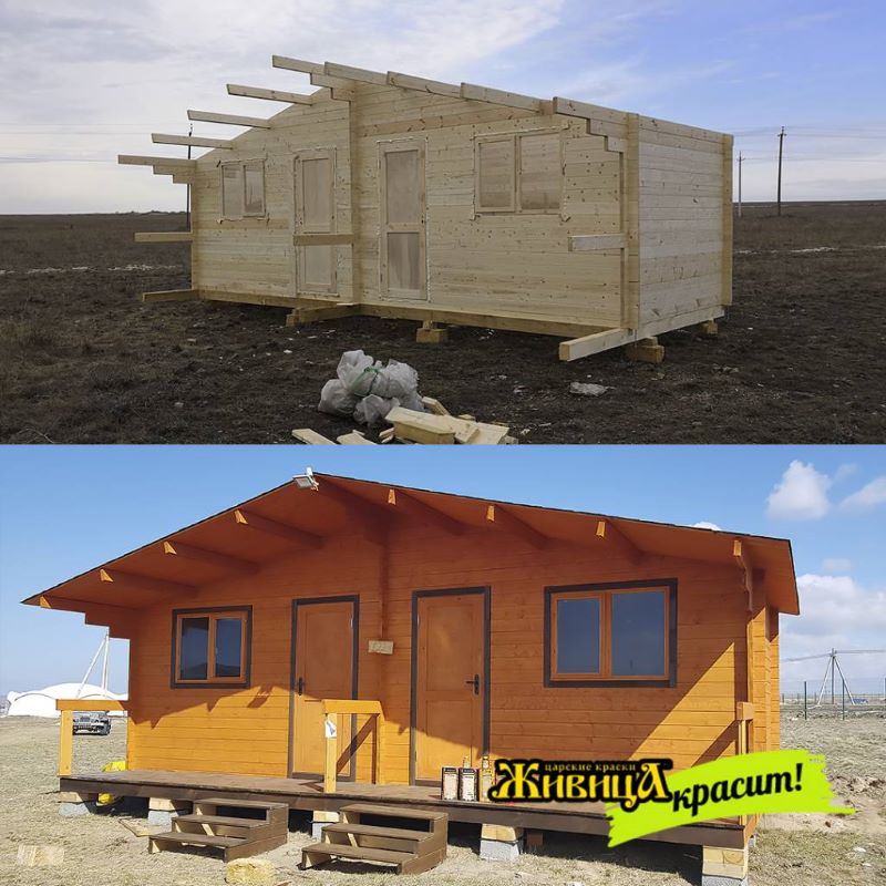 Деревянный дом до и после покраски натуральным маслом Живица Деревянный дом до и после покраски натуральным маслом Живица