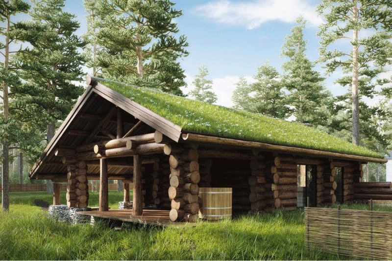 Покраска дома из дикого сруба