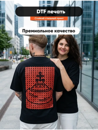Плотная футболка оверсайз с принтом в русском стиле "Шапка Мономаха"